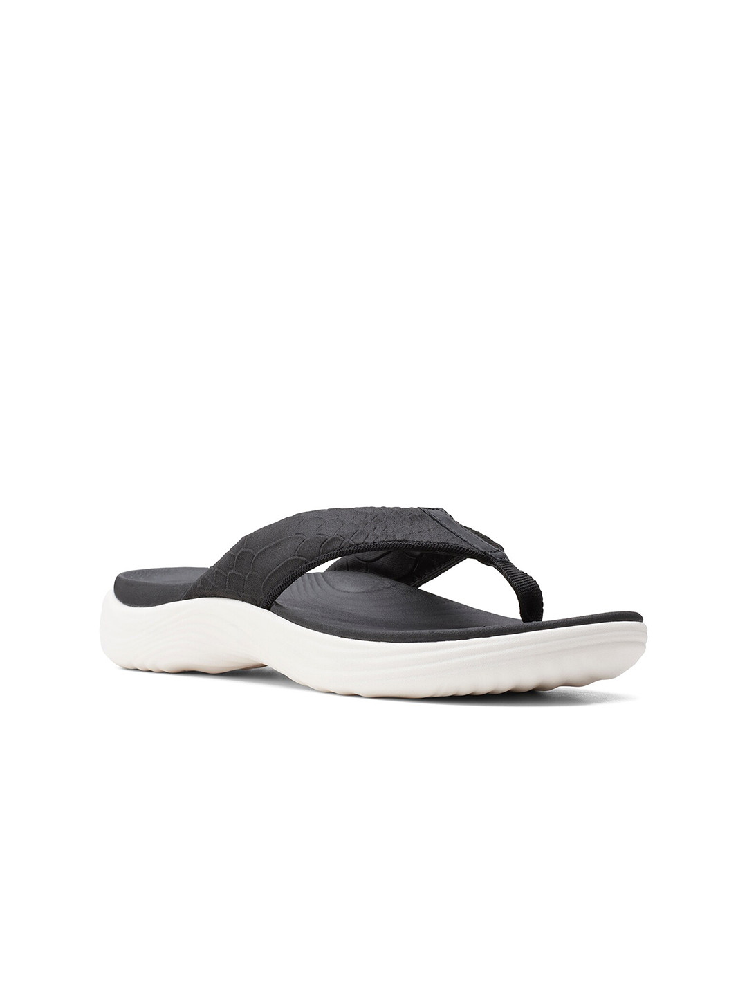 Clarks Women Black & White Thong Flip-Flops