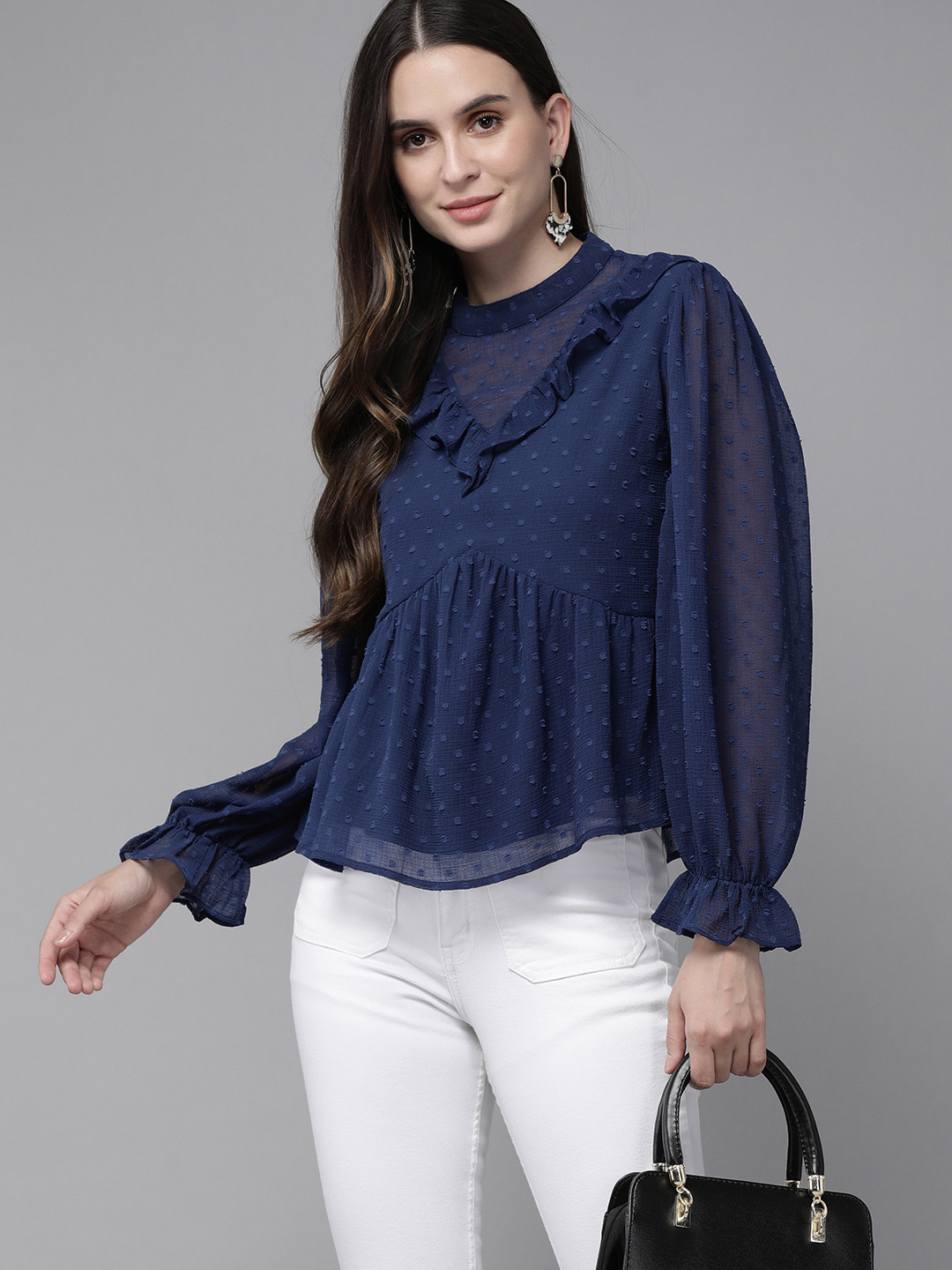 RARE Blue Ruffles Georgette Top