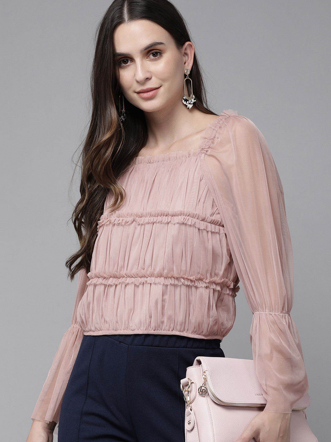 RARE Nude-Coloured Net Crop Top