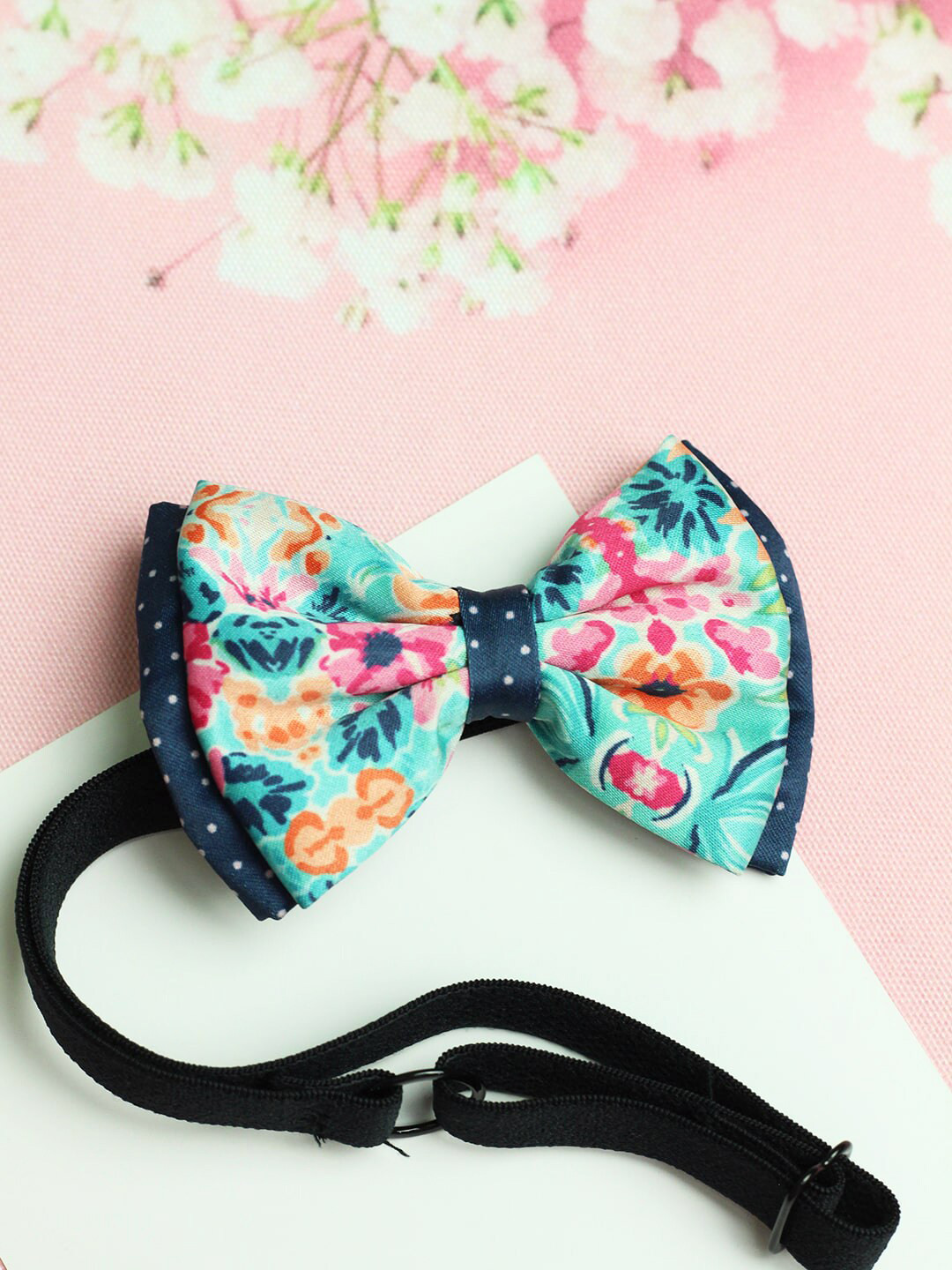 Tossido Girls Green & Blue Printed Bow with Elastic Headband