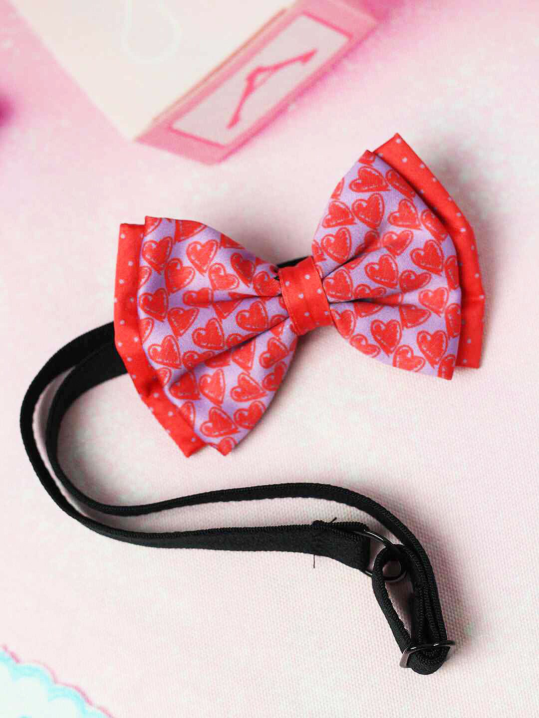 Tossido Girls Purple & Red Heart Printed Bow Hairband