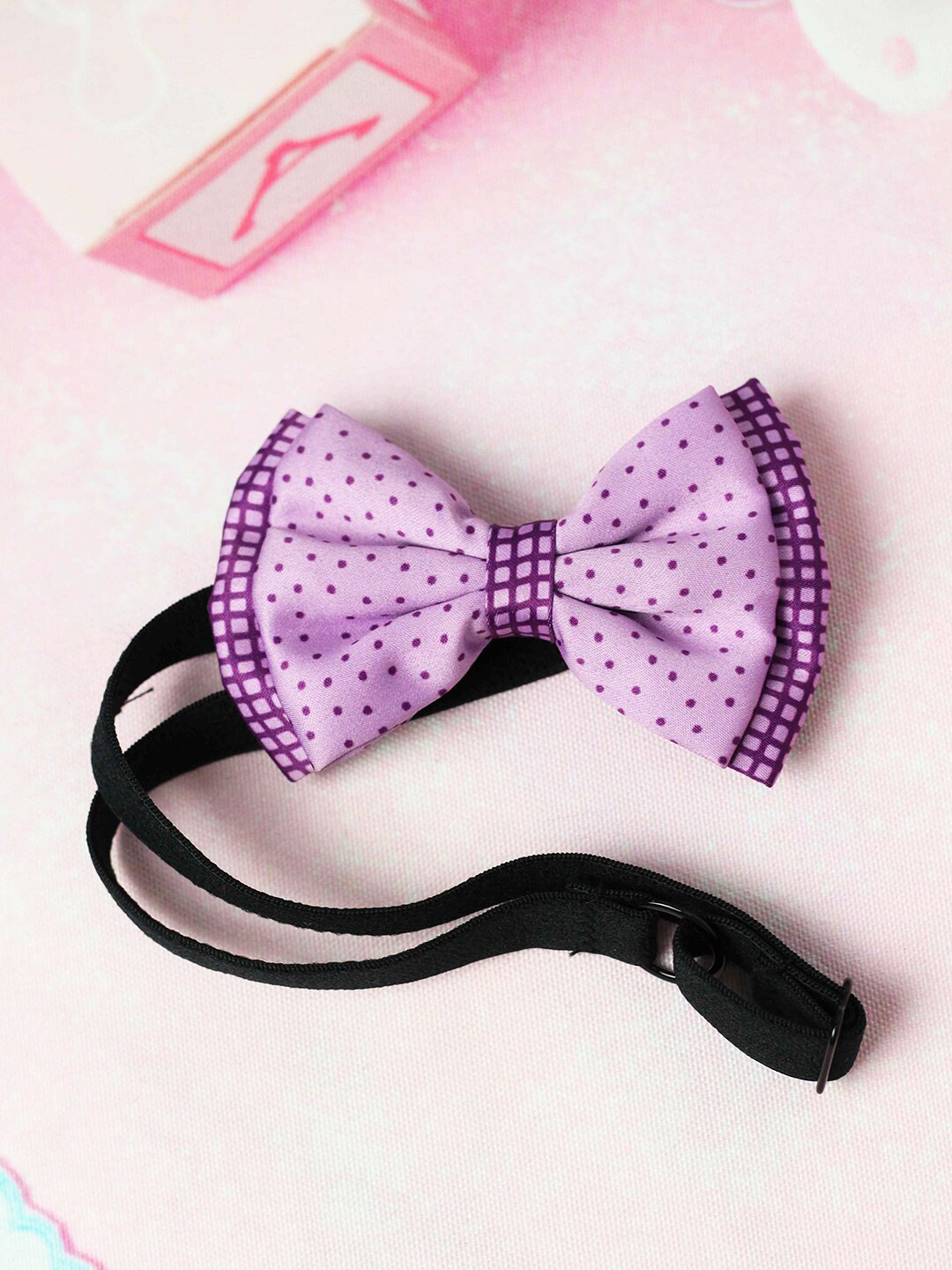 Tossido Girls Purple & Black Polka Dot Printed Bow Hairband