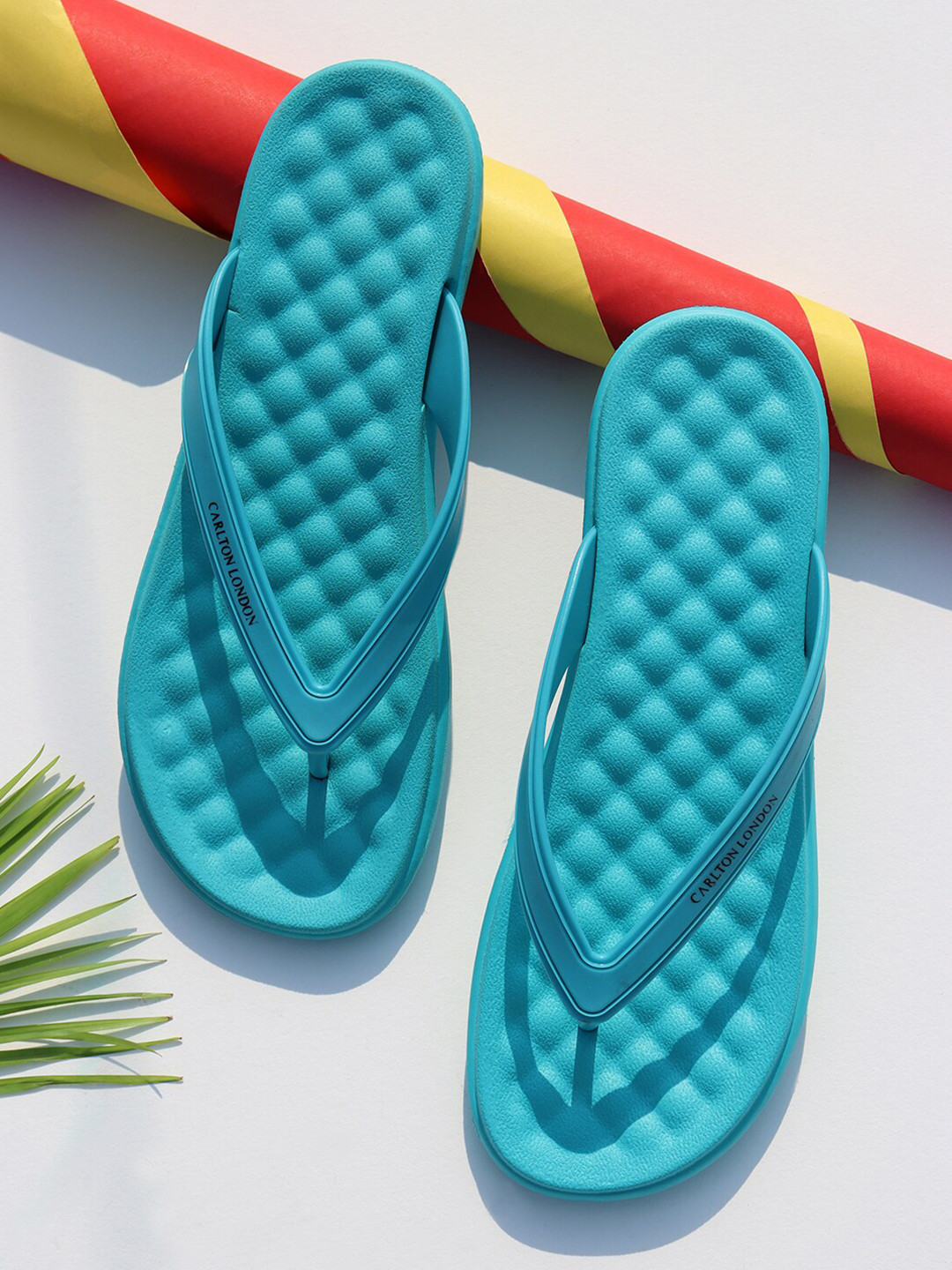 Carlton London Women Green Rubber Thong Flip-Flops