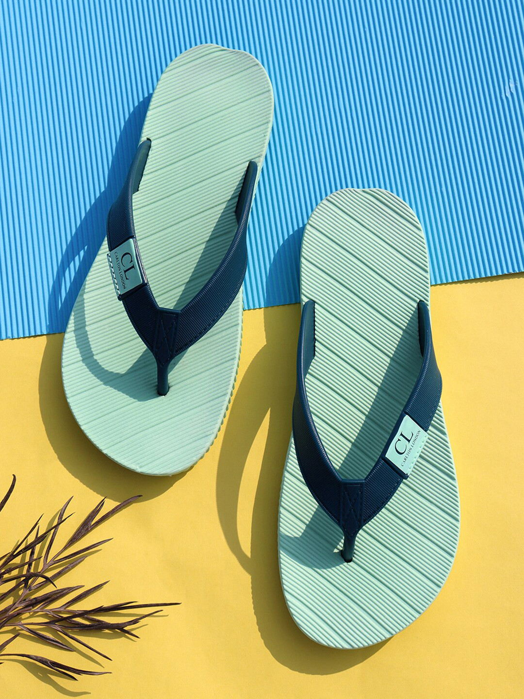 Carlton London Women Green Rubber Thong Flip-Flops