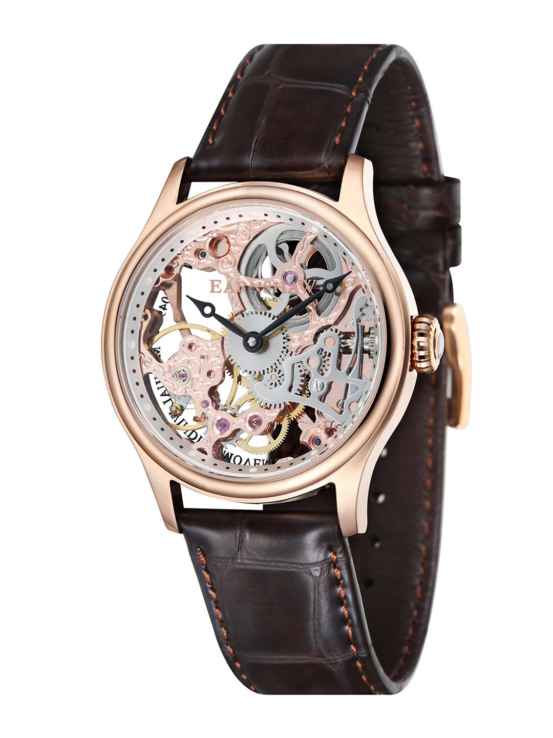 EARNSHAW Men Rose Gold-Toned Skeleton Dial Analogue Watch ES-8049-03