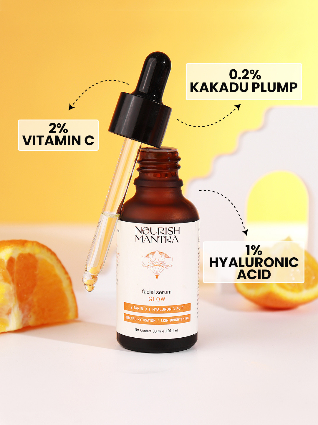 Nourish Mantra Glow Serum With Hyaluronic Acid & Kakadu Plum Fruit Extract - 30 ml