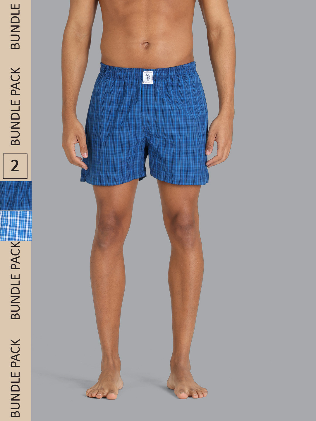 U.S. Polo Assn. Men Pack Of 2 Assorted Pure Cotton Boxers I691-615-P2