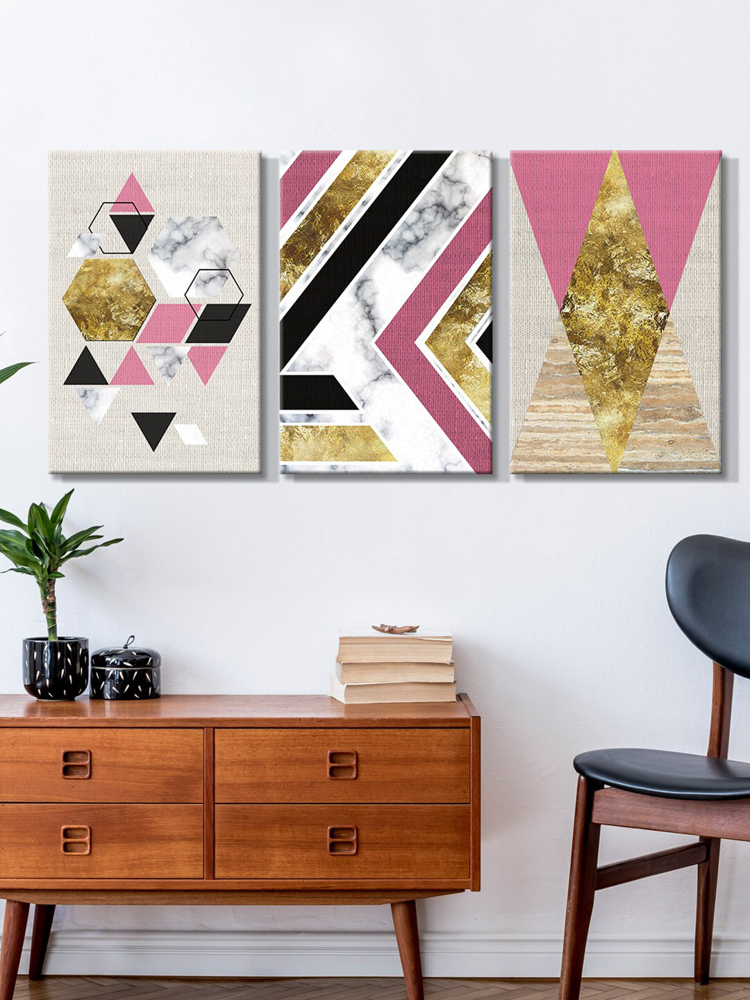 999Store Triangle Canvas 3 Piece Wall Rectangle Paintings Wall Art -30 x 18In