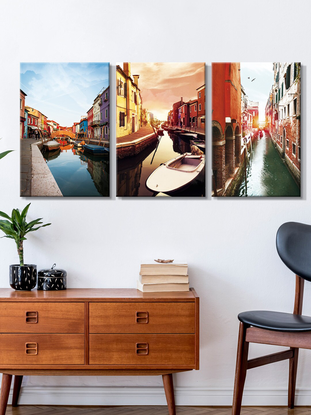 999Store City View Canvas 3 Piece Wall Rectangle Paintings Wall Art -18 x 30 In