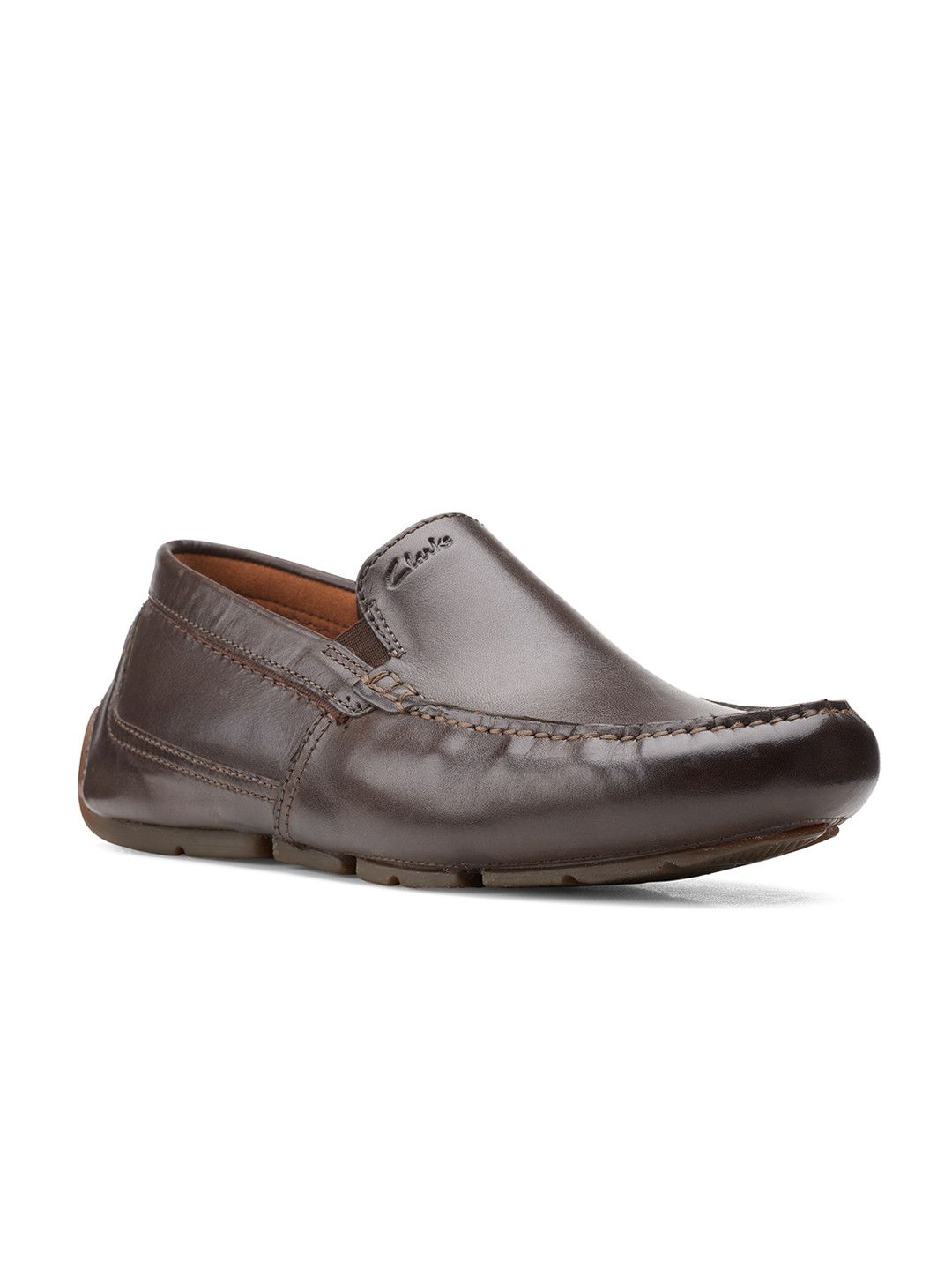 Clarks Men Coffee Brown Leather Driving Shoes