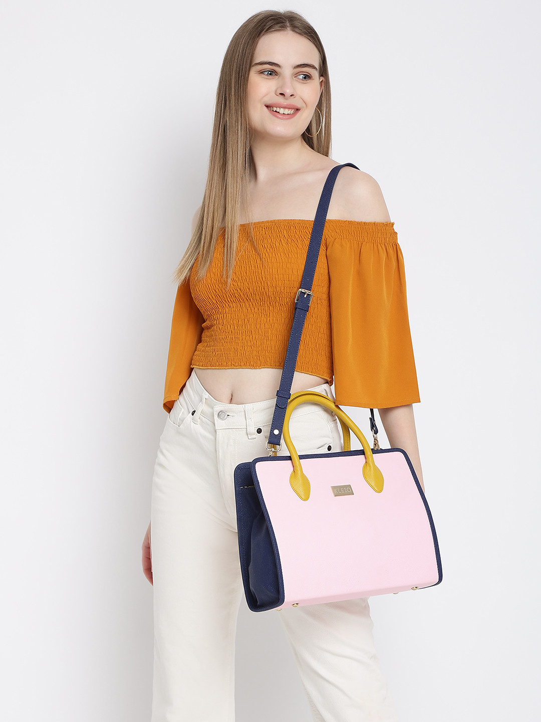 KLEIO Colourblocked Medium Handheld Bag