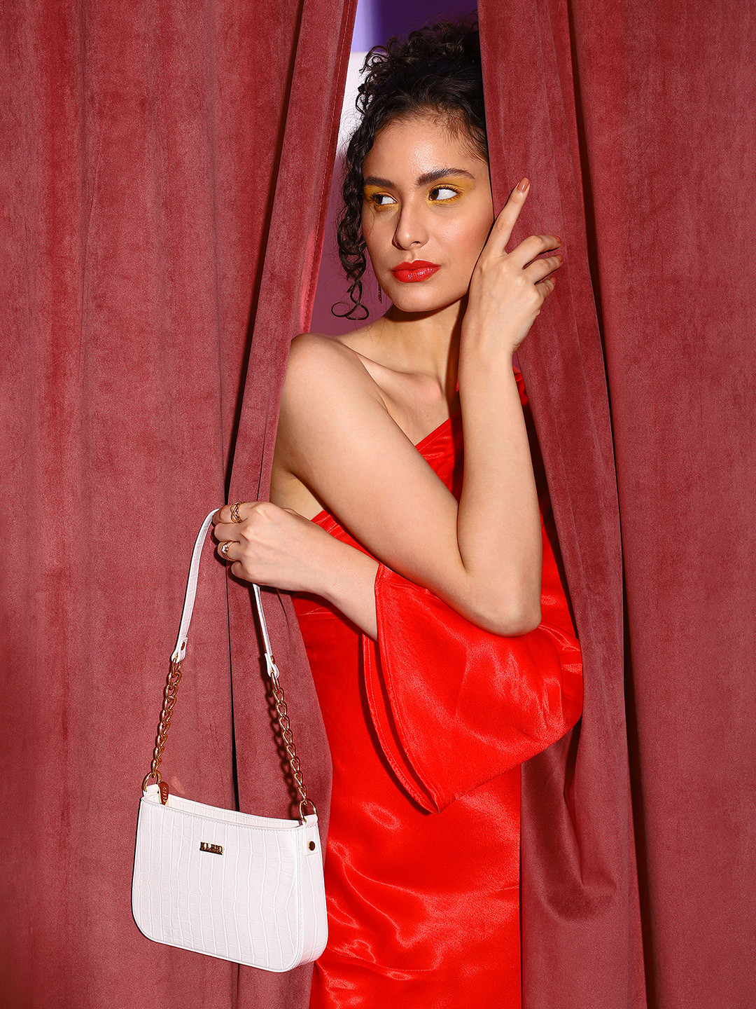 KLEIO Croco Textured Shoulder Party Bag