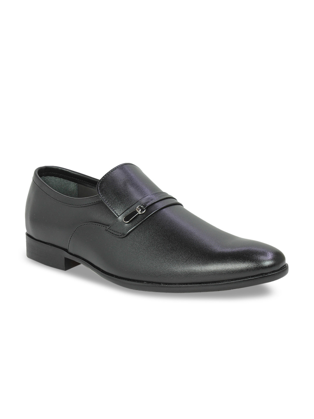 PRIVO by Inc.5 Men Black Solid Leather Formal Loafers