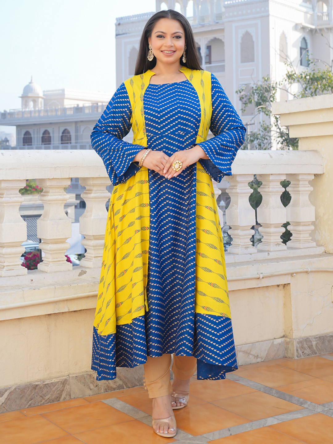 YASH GALLERY Women MMulticolour Plus Size Cotton Floral Printed  Anarkali kurta