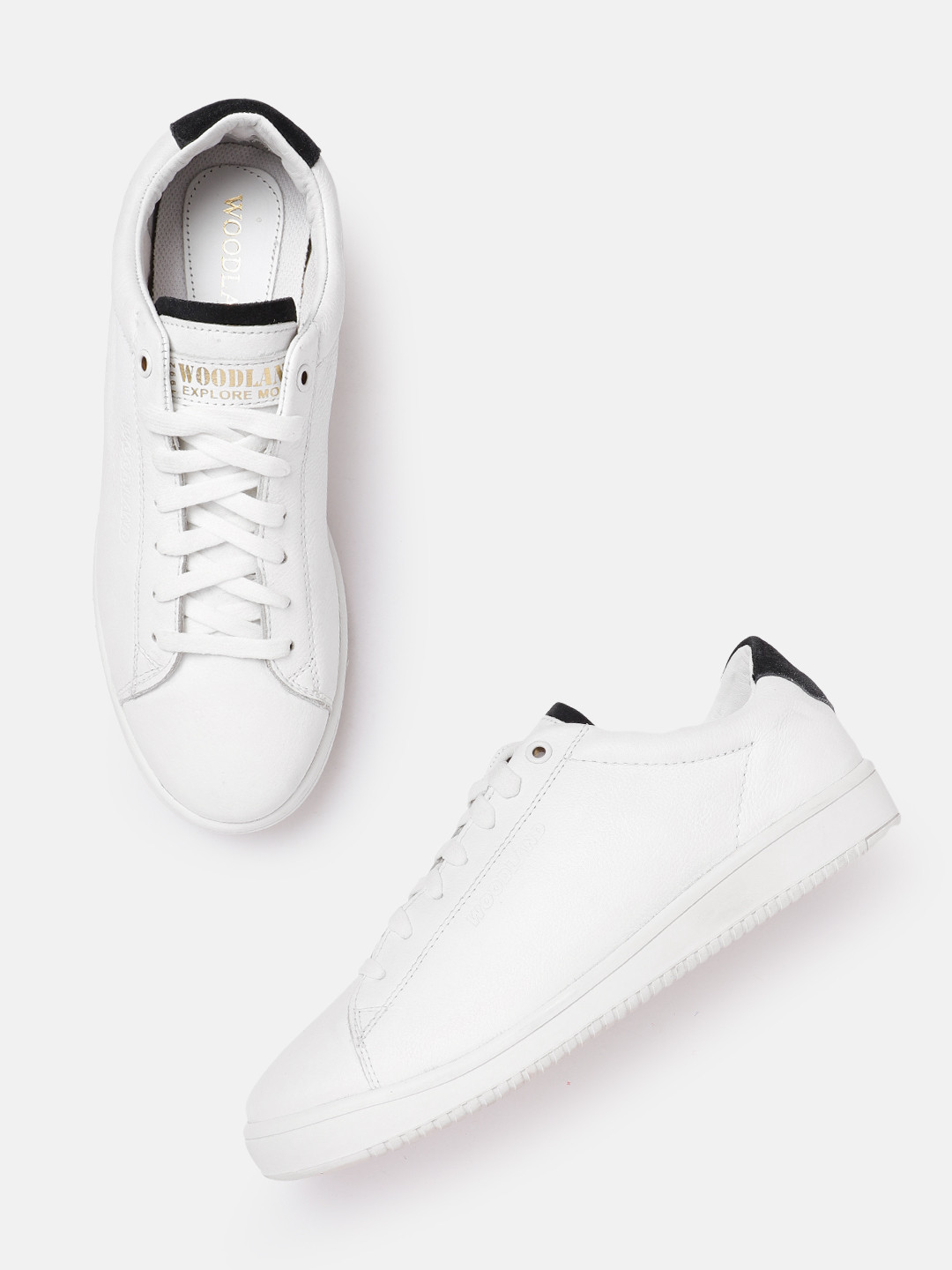 Woodland Men Round-Toe Leather Sneakers