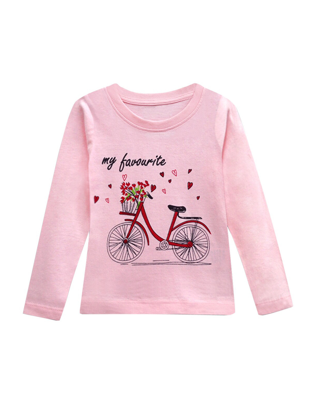 A T U N Girls Pink Printed T-shirt