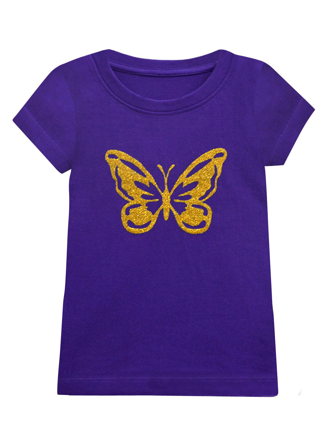 A T U N Girls Purple Printed Applique T-shirt