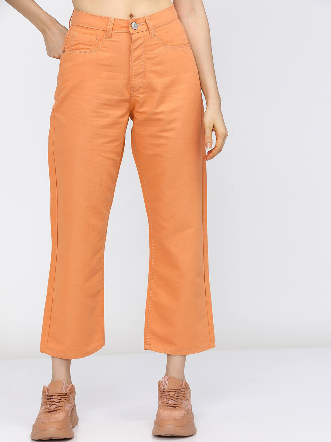 Tokyo Talkies Women Orange Wide Leg Stretchable Jeans