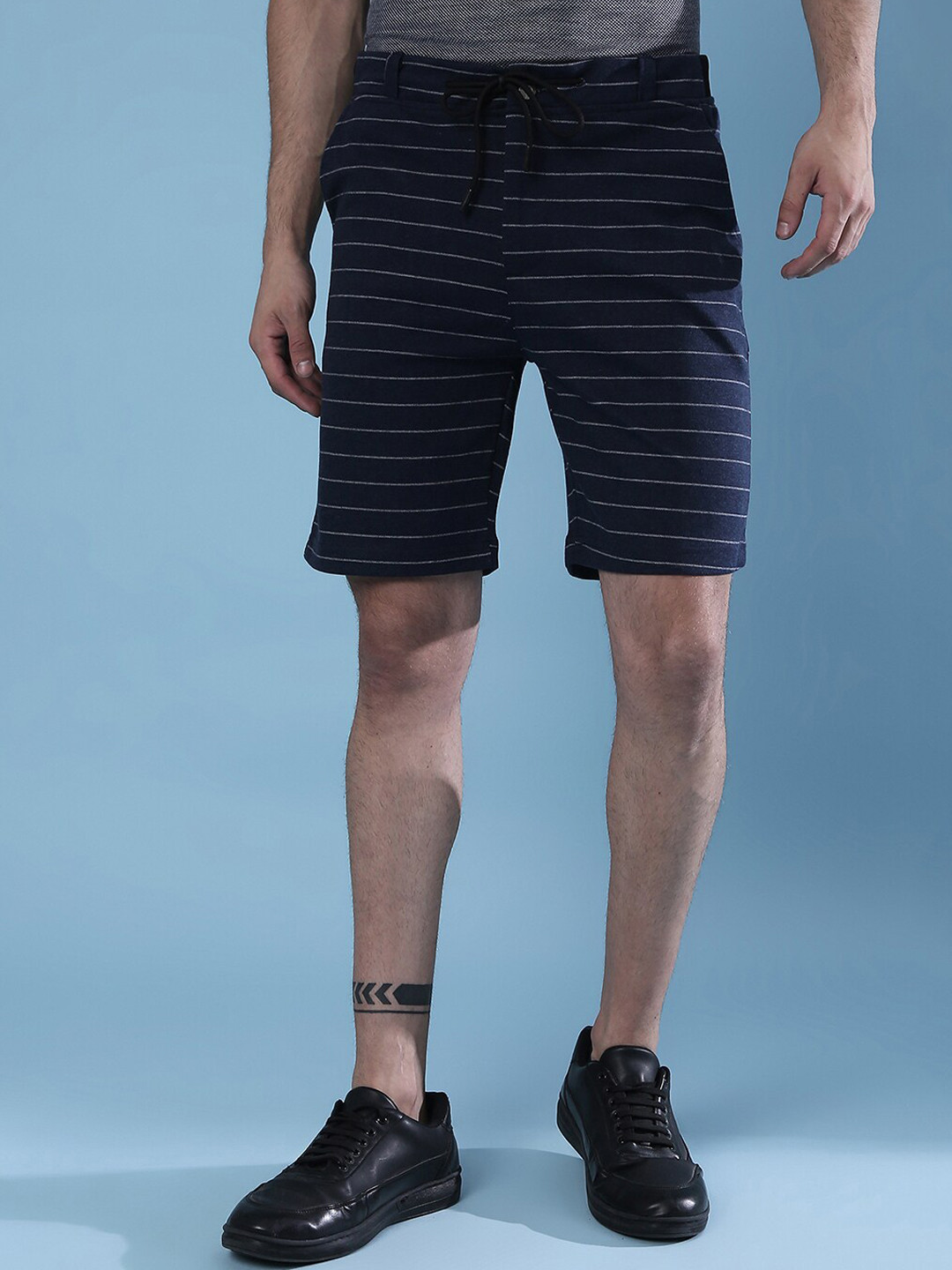 Campus Sutra Men Navy Blue Striped Outdoor Shorts