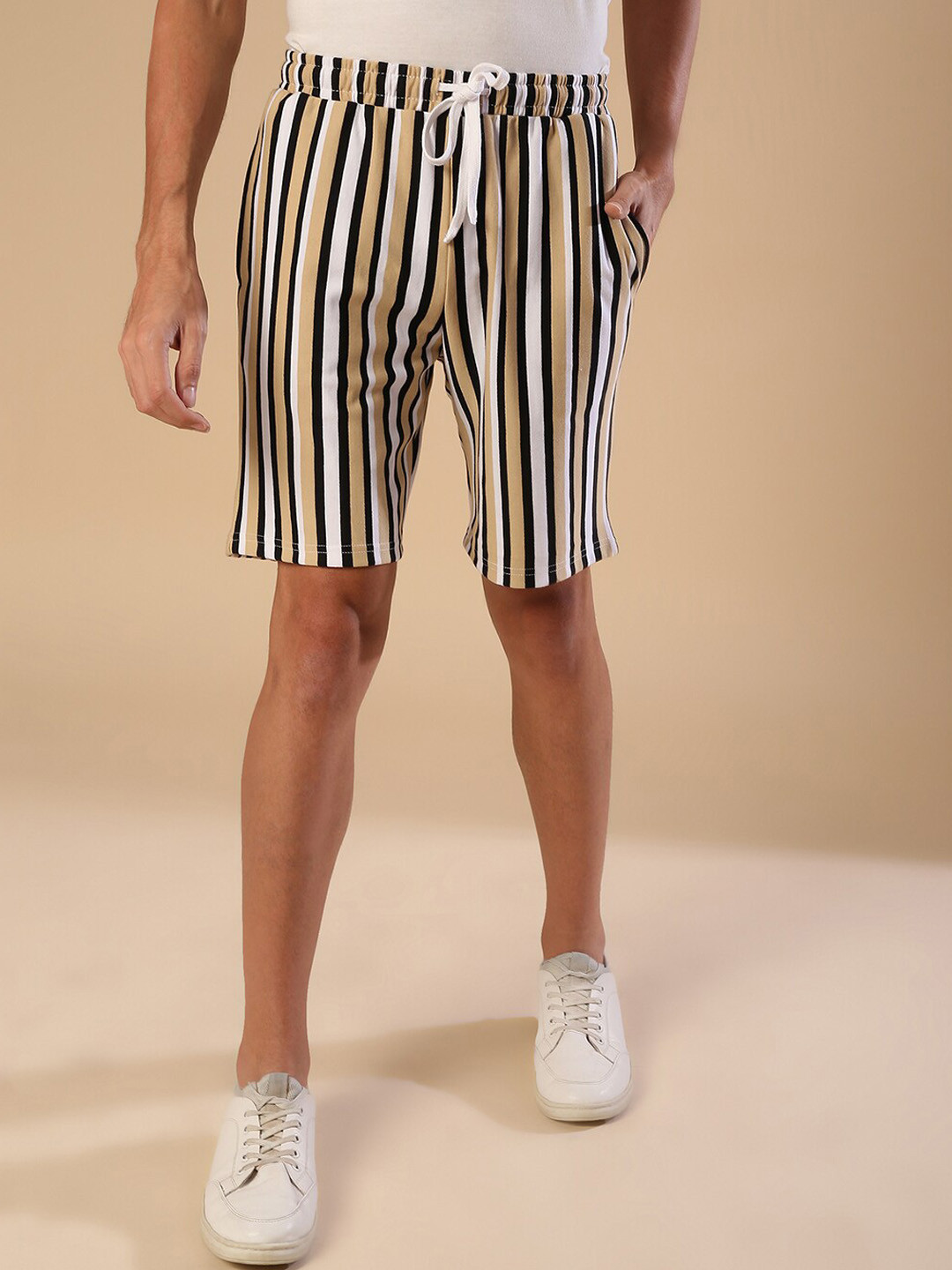 Campus Sutra Men Multicoloured Striped Outdoor Shorts