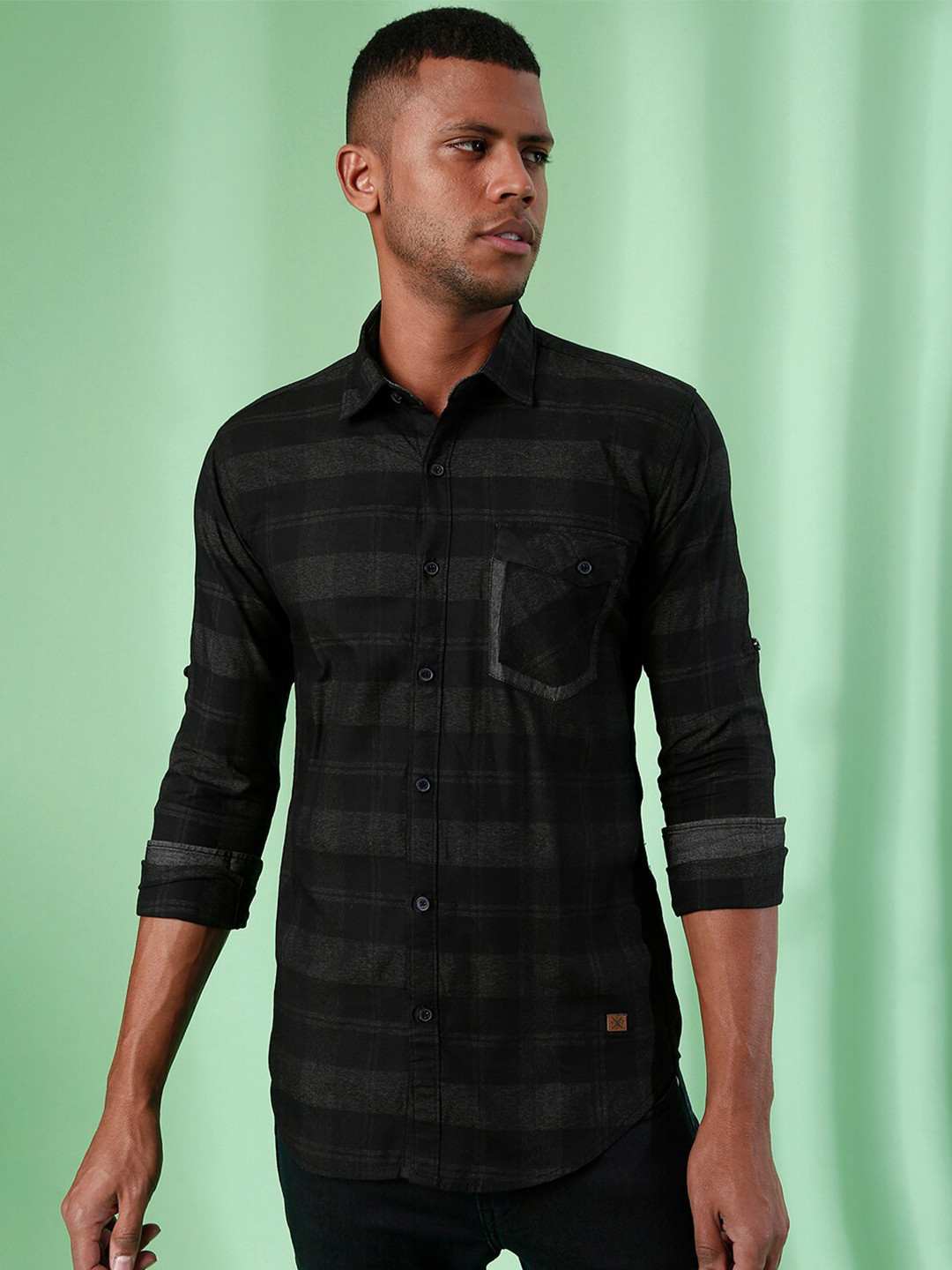 Campus Sutra Men Black Classic Casual Shirt