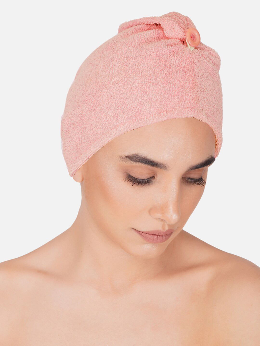 RANGOLI Women Pink Solid 400 GSM Pure Cotton Hair-Drying Bath Towel