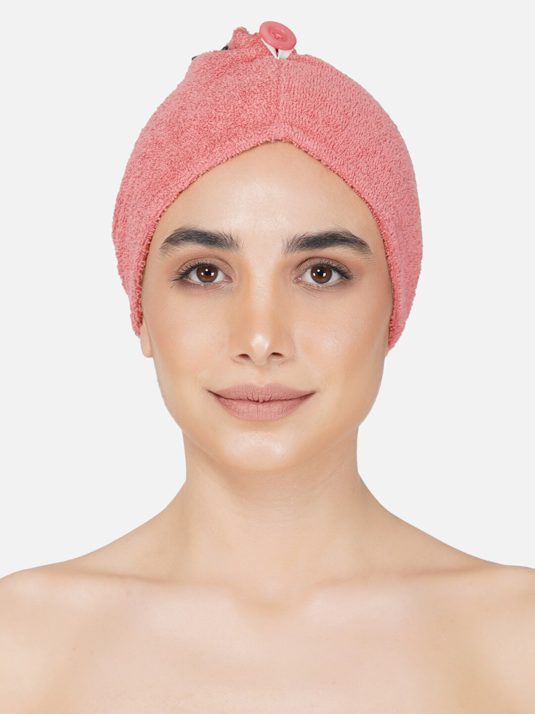 RANGOLI Women Coral Pink Solid 400 GSM Pure Cotton Hair-Drying Bath Towel