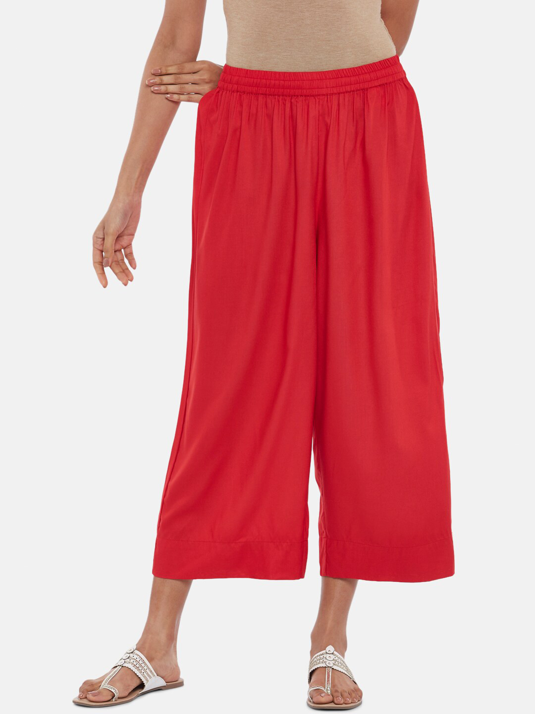 RANGMANCH BY PANTALOONS Women Red Cropped Ethnic Palazzos