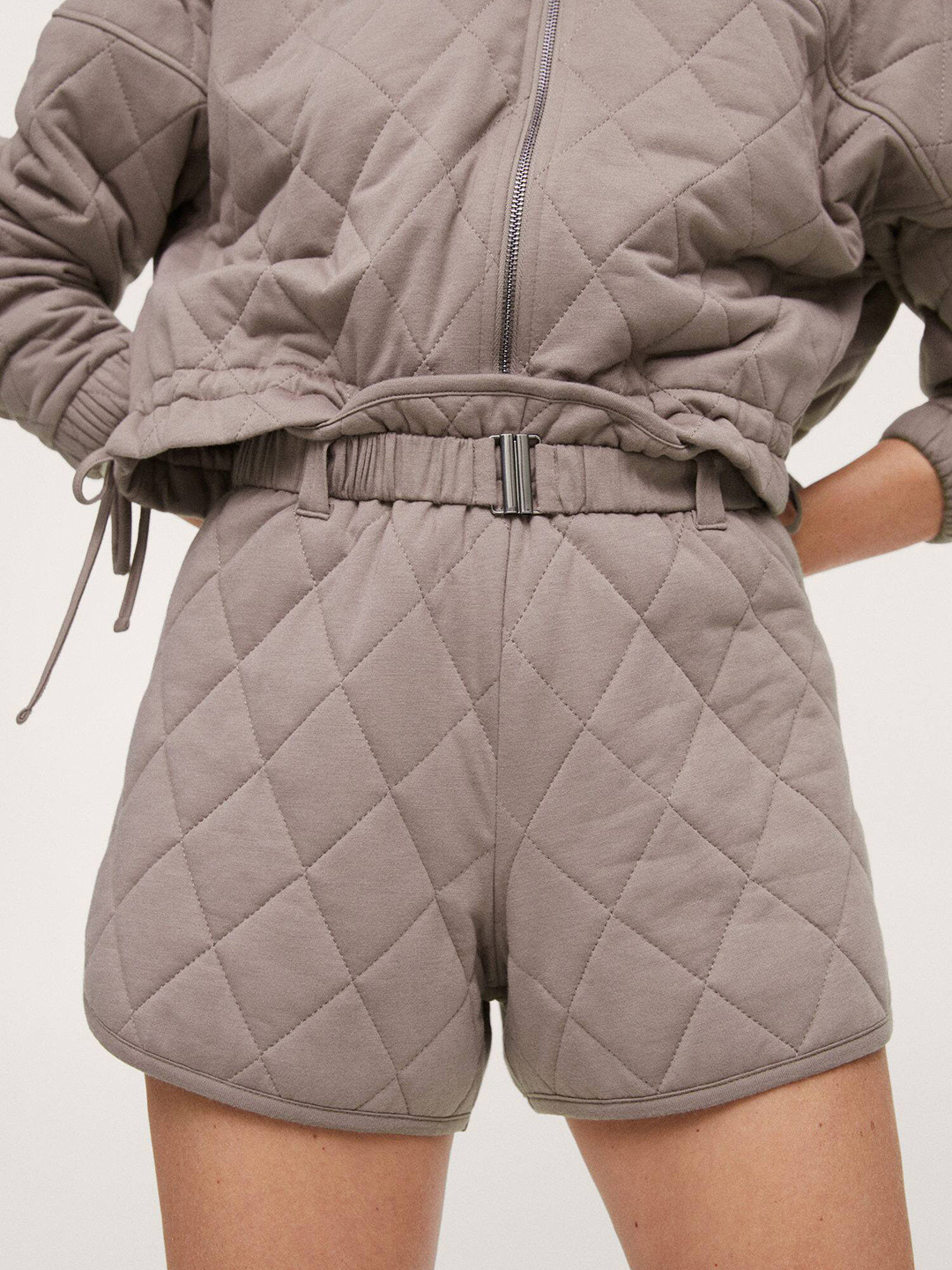 MANGO Women Quilted Sustainable Shorts with Belt