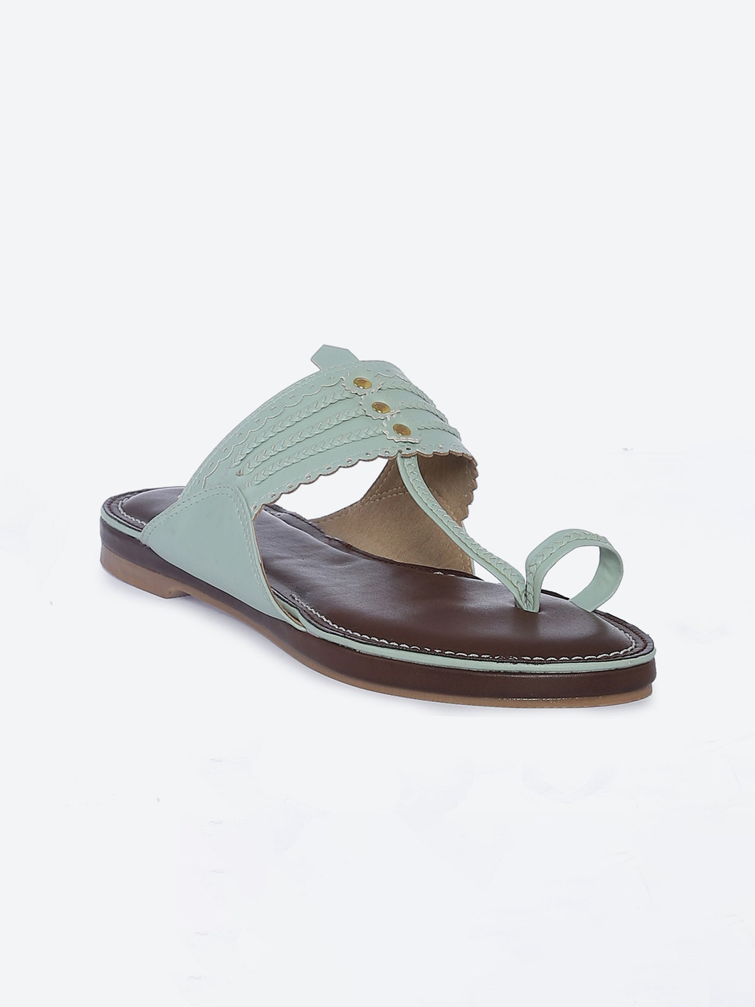 Biba Women Sea Green Colourblocked One Toe Flats with Bows
