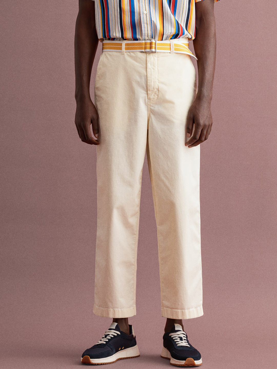 GANT Men Cream-Coloured Cotton Chinos