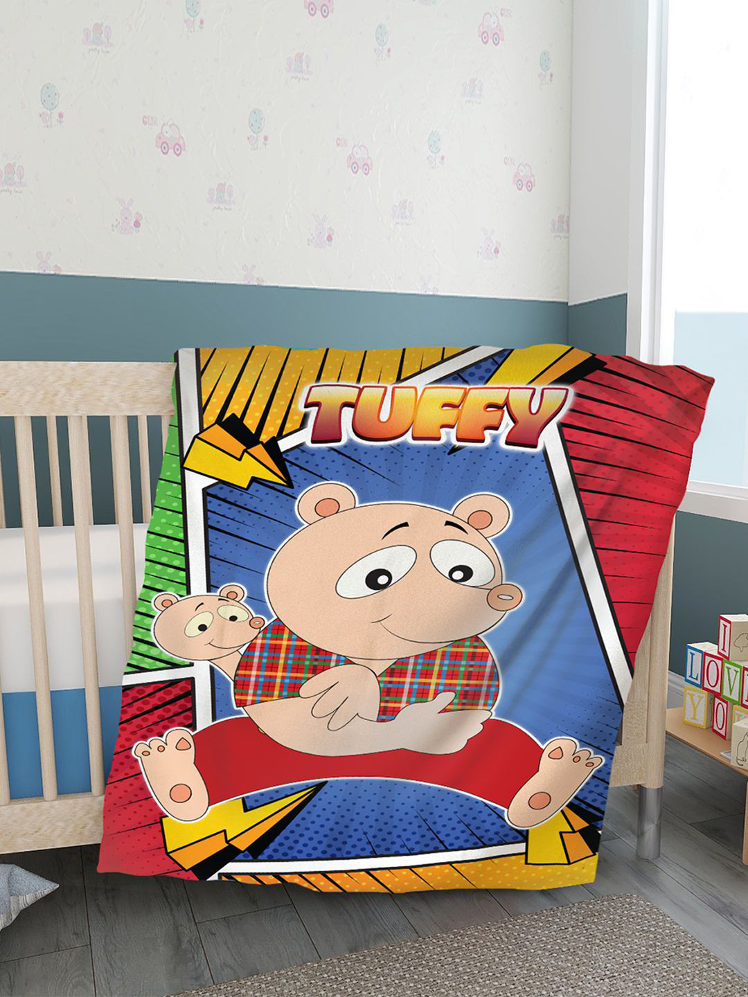 YK Kids Tuffy Cartoon Printed Ultra Soft AC 600 GSM Crib Bed Blanket