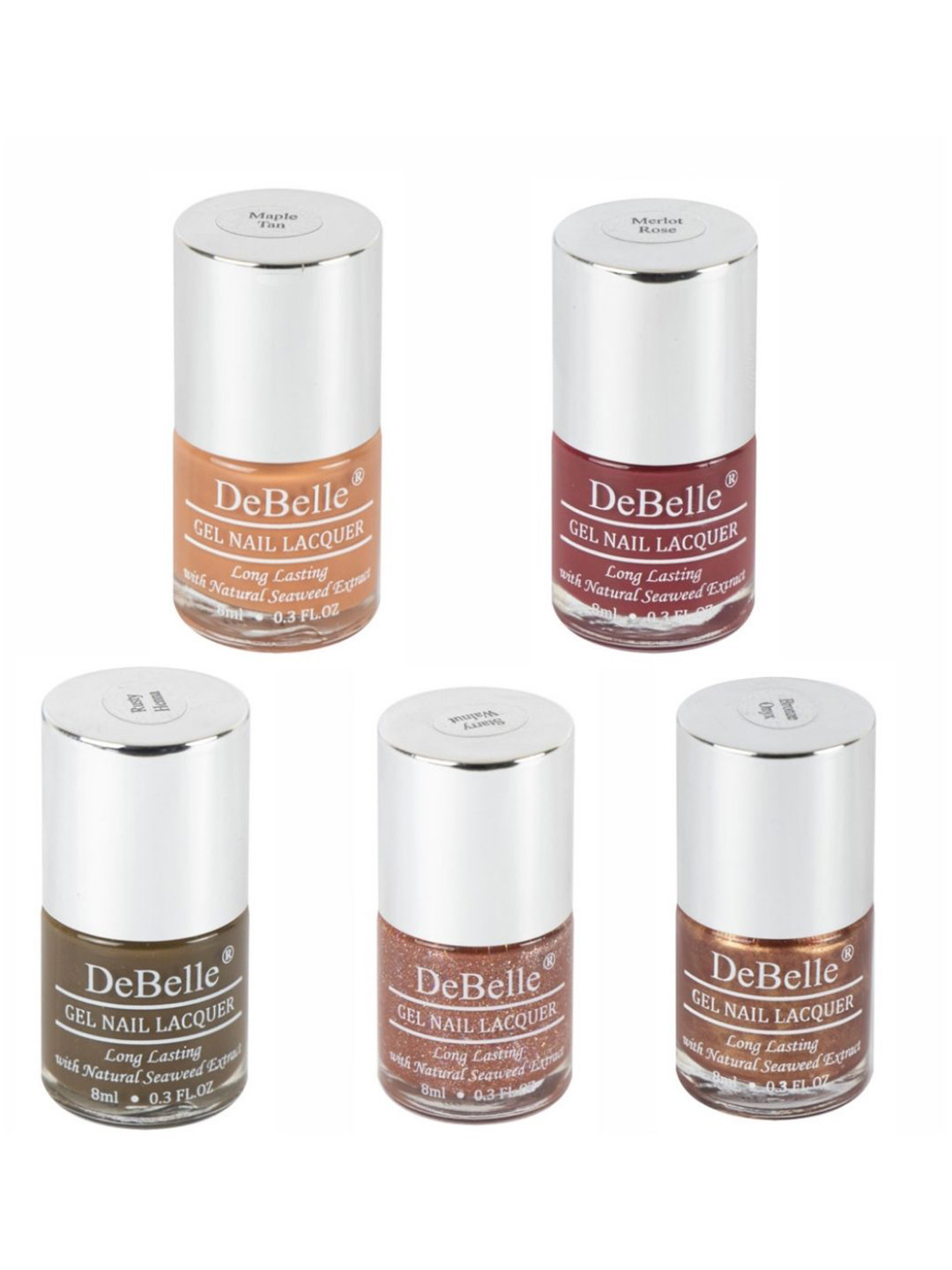 DeBelle Set of 5 Gel Nail Lacquers - Chili Berry Pastels - 8ml each