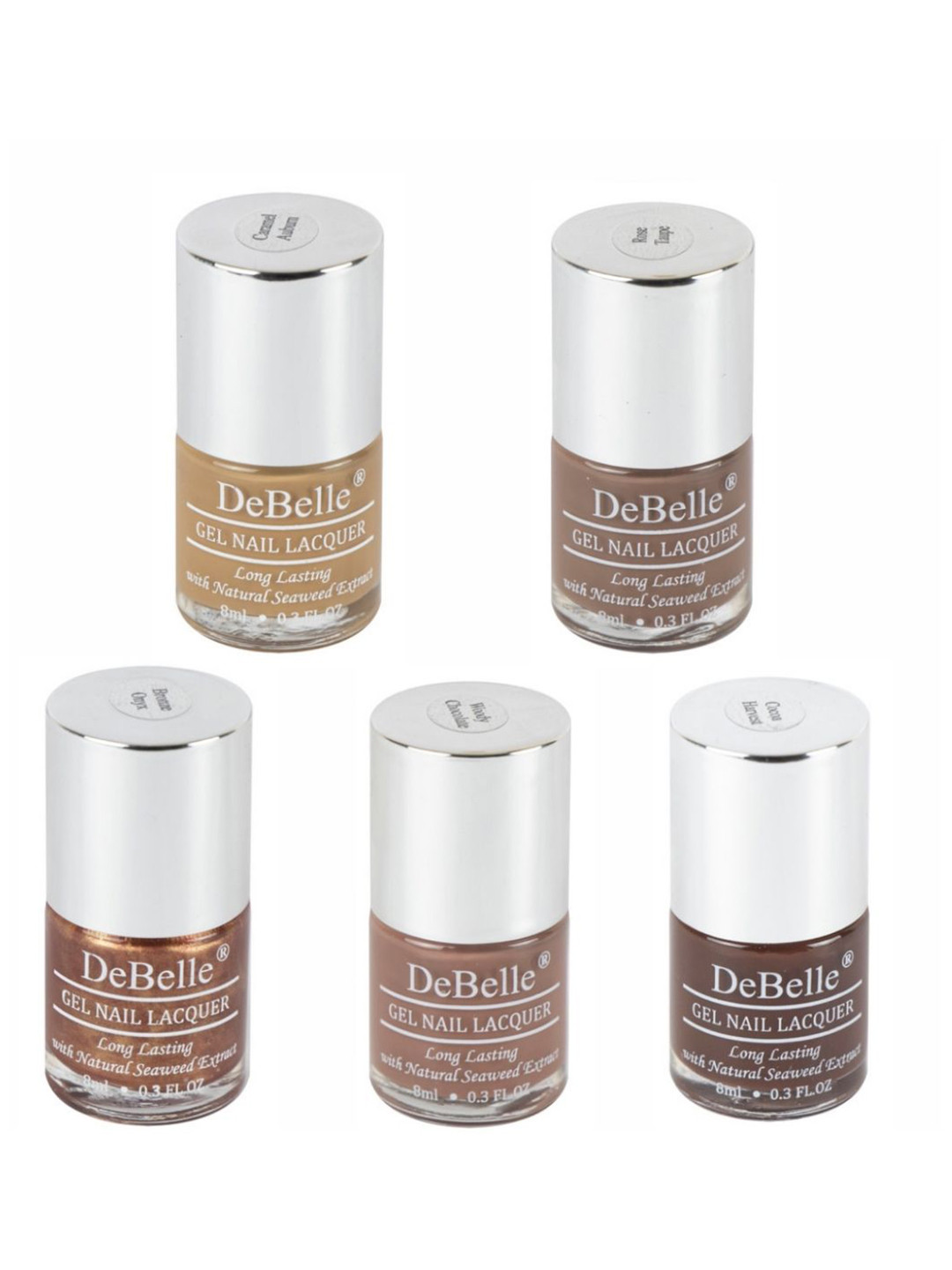 DeBelle Set of 5 Gel Nail Lacquers - Mocha Chocolate Pastels - 8ml each