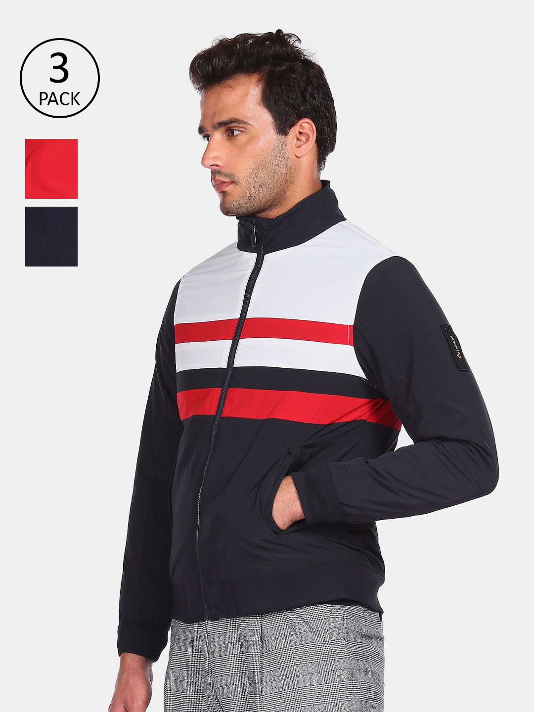 Arrow Sport Men Blue & Orange Reversible Sporty Jacket