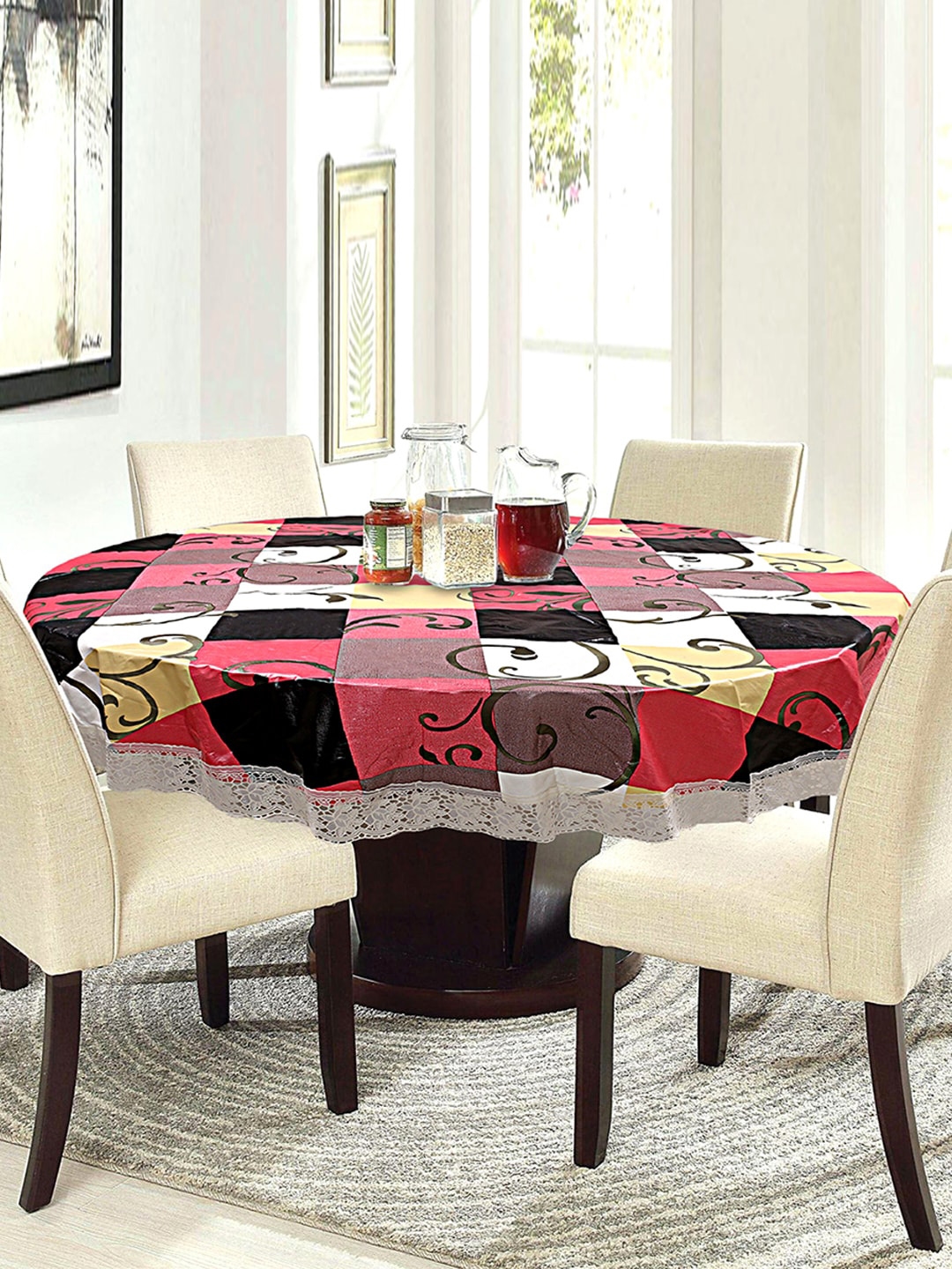 Kuber Industries Multicoloured Printed 6 Seater Round Table Cover