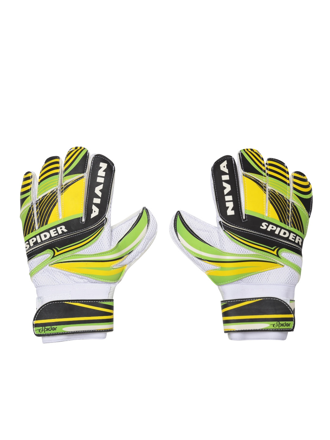 NIVIA Unisex Green White Printed Spider Goal Keeper Football Gloves