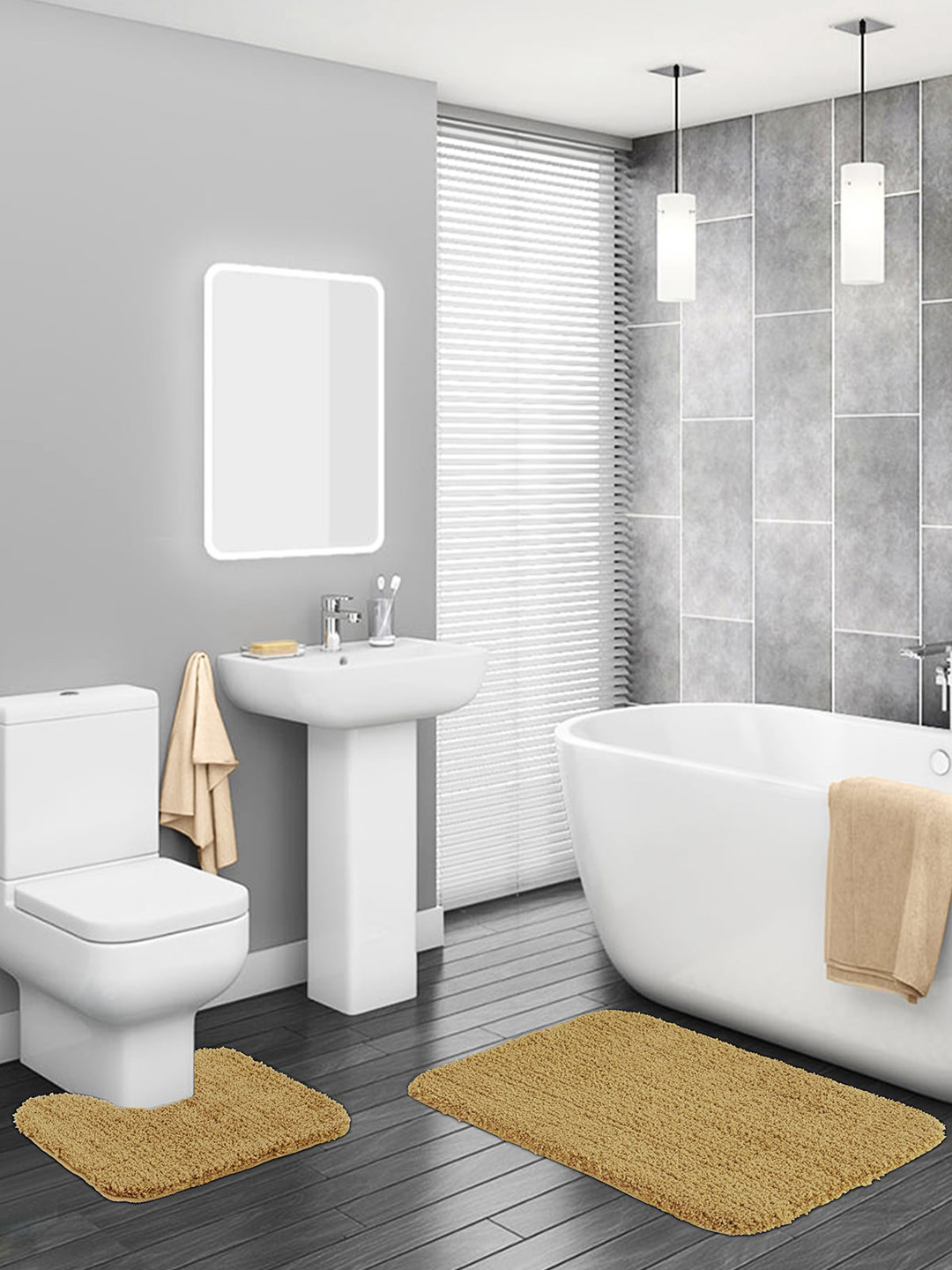 OBSESSIONS Set Of 2 Solid 2000 GSM Anti-Skid Bath Rug