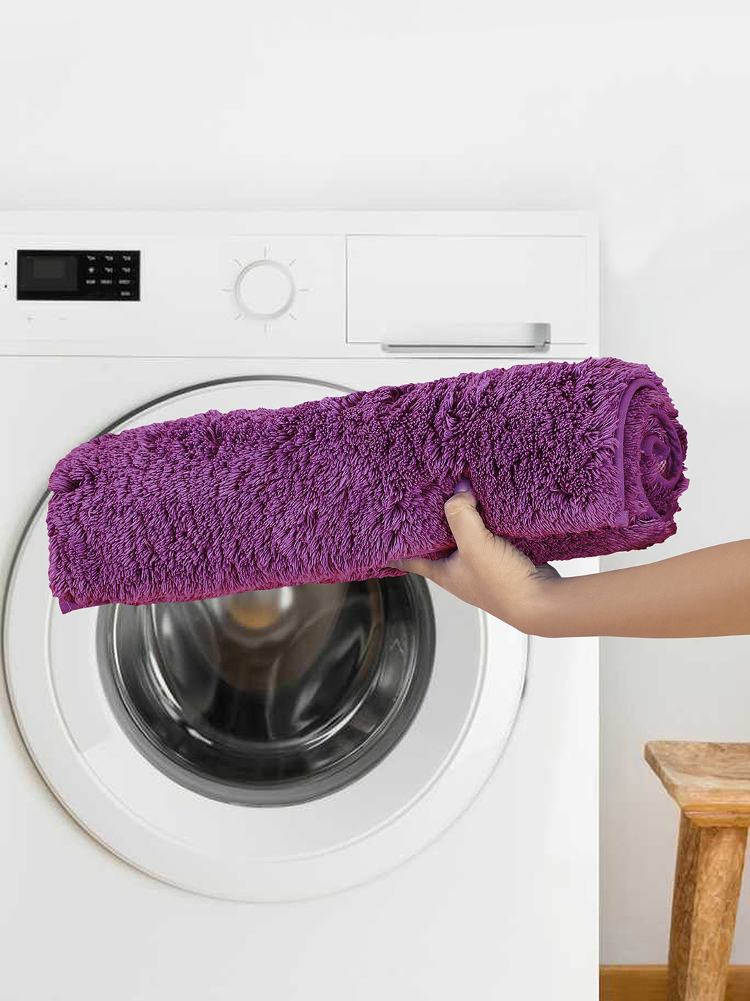 OBSESSIONS Mauve Solid Pure Cotton 2800 GSM Anti-Skid Bath Rugs