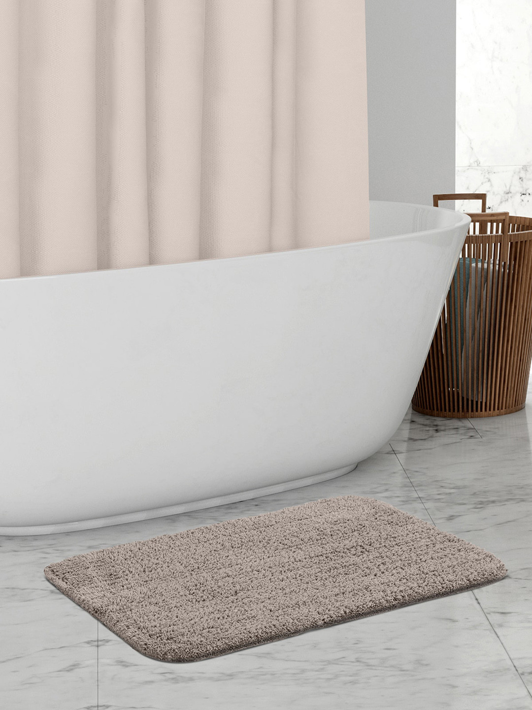 OBSESSIONS Taupe Solid 2000 GSM Anti-Skid Bath Rugs