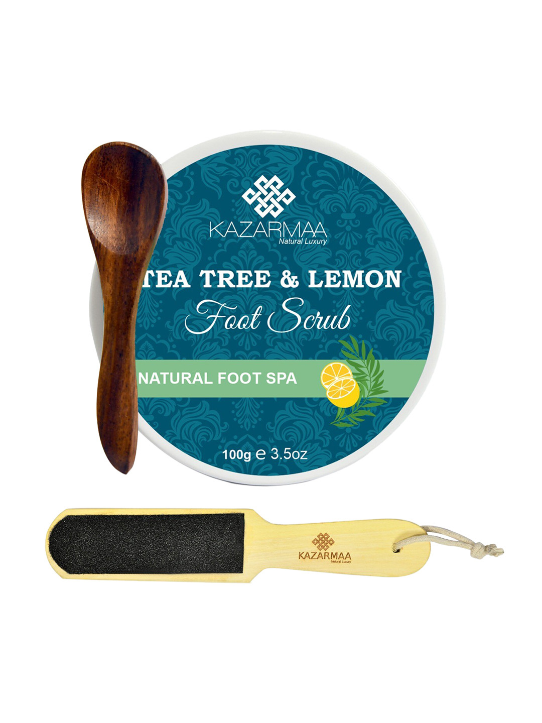 KAZARMAA Blue Tea Tree & Lemon Foot Scrub with Scrubber
