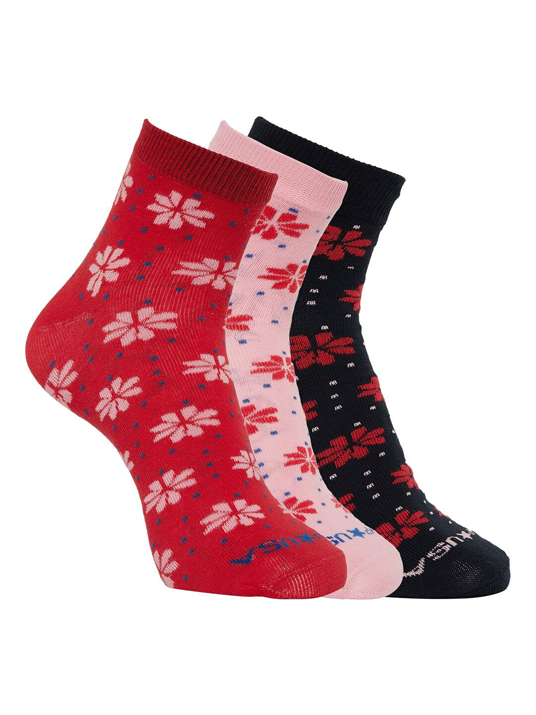 JUMP USA Women Pack Of 3 Assorted Cotton Ankle-Length Socks