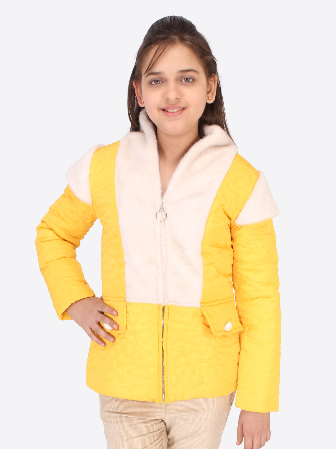 CUTECUMBER Girls Yellow Puffer Jacket