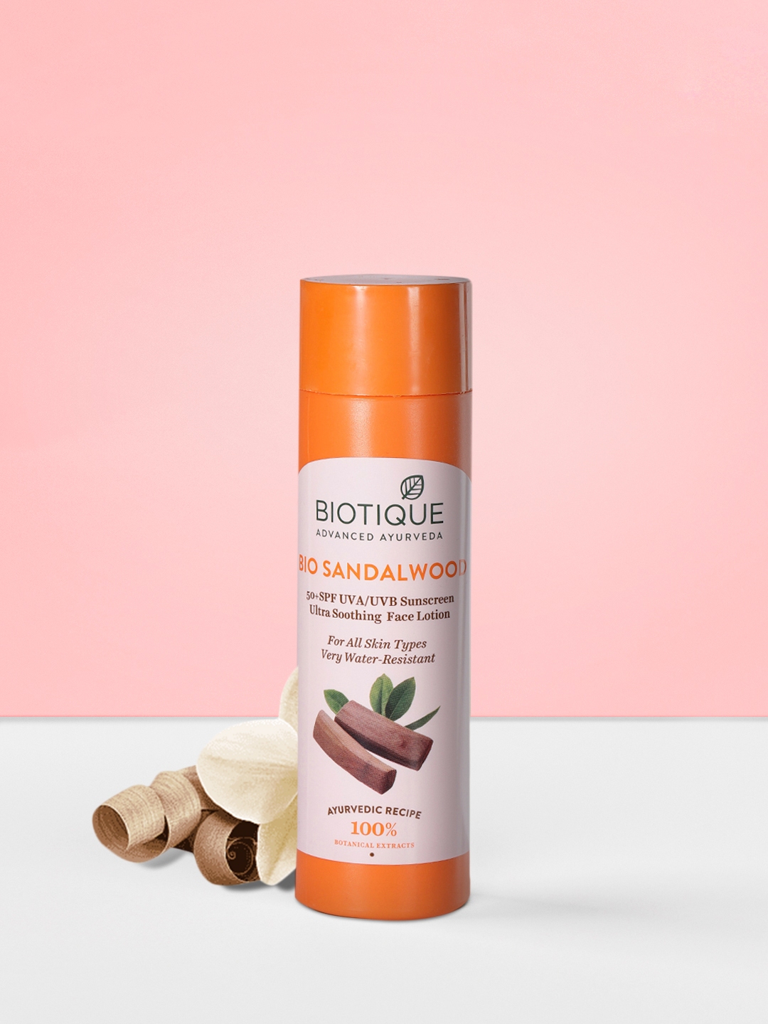 biotique spf 50 bio sandalwood face and body sun lotion