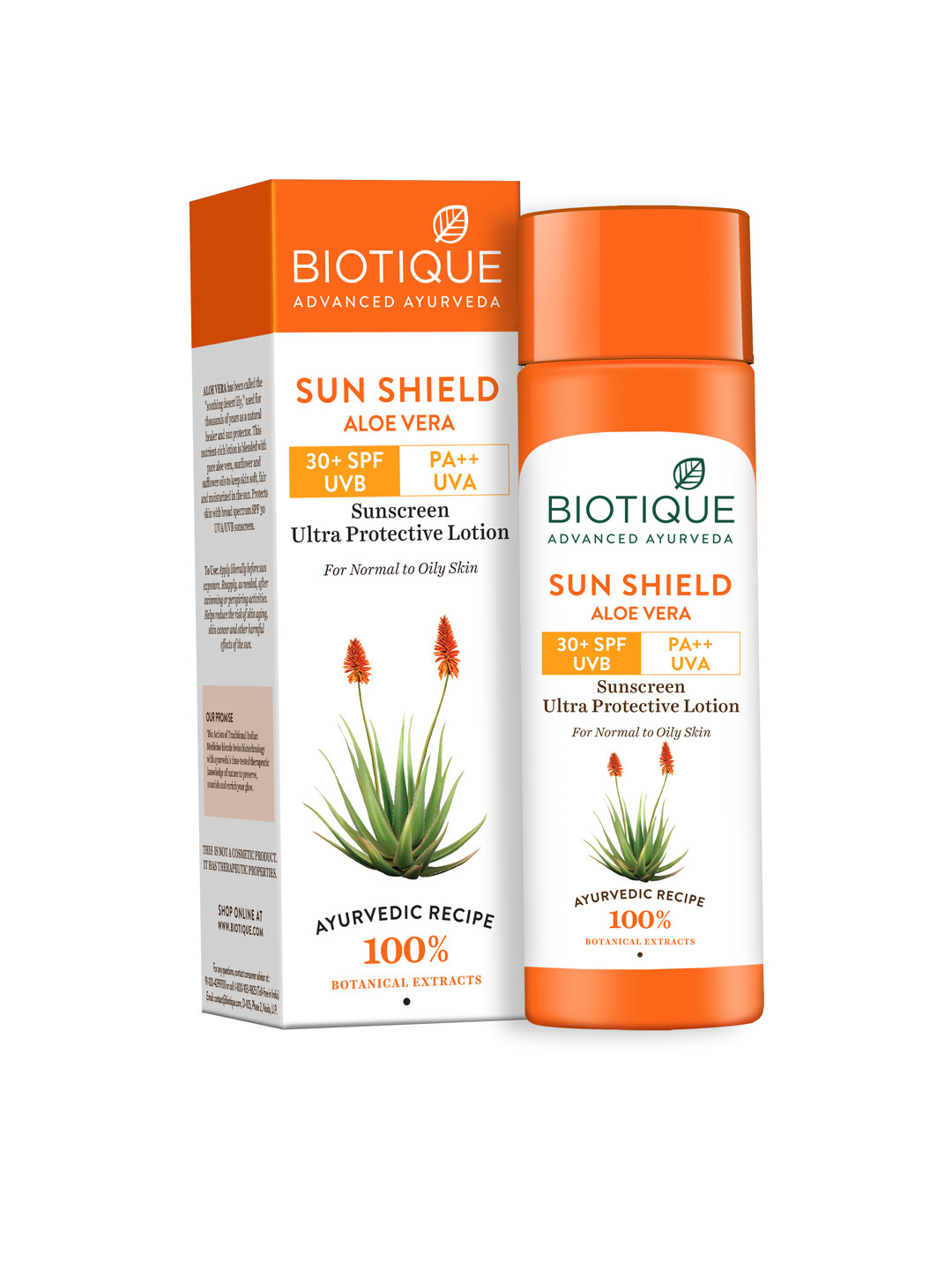 Biotique Unisex Bio Aloe Vera 30+ SPF UVA/UVB Sunscreen Ultra Soothing Lotion 120 ml