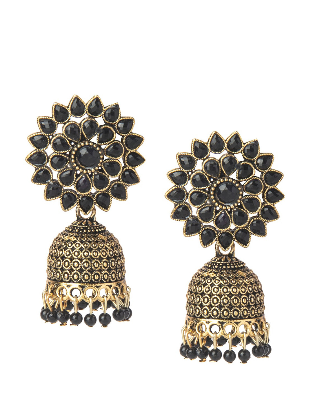 Shining Jewel - By Shivansh Gold-Toned Classic Jhumkas Earrings