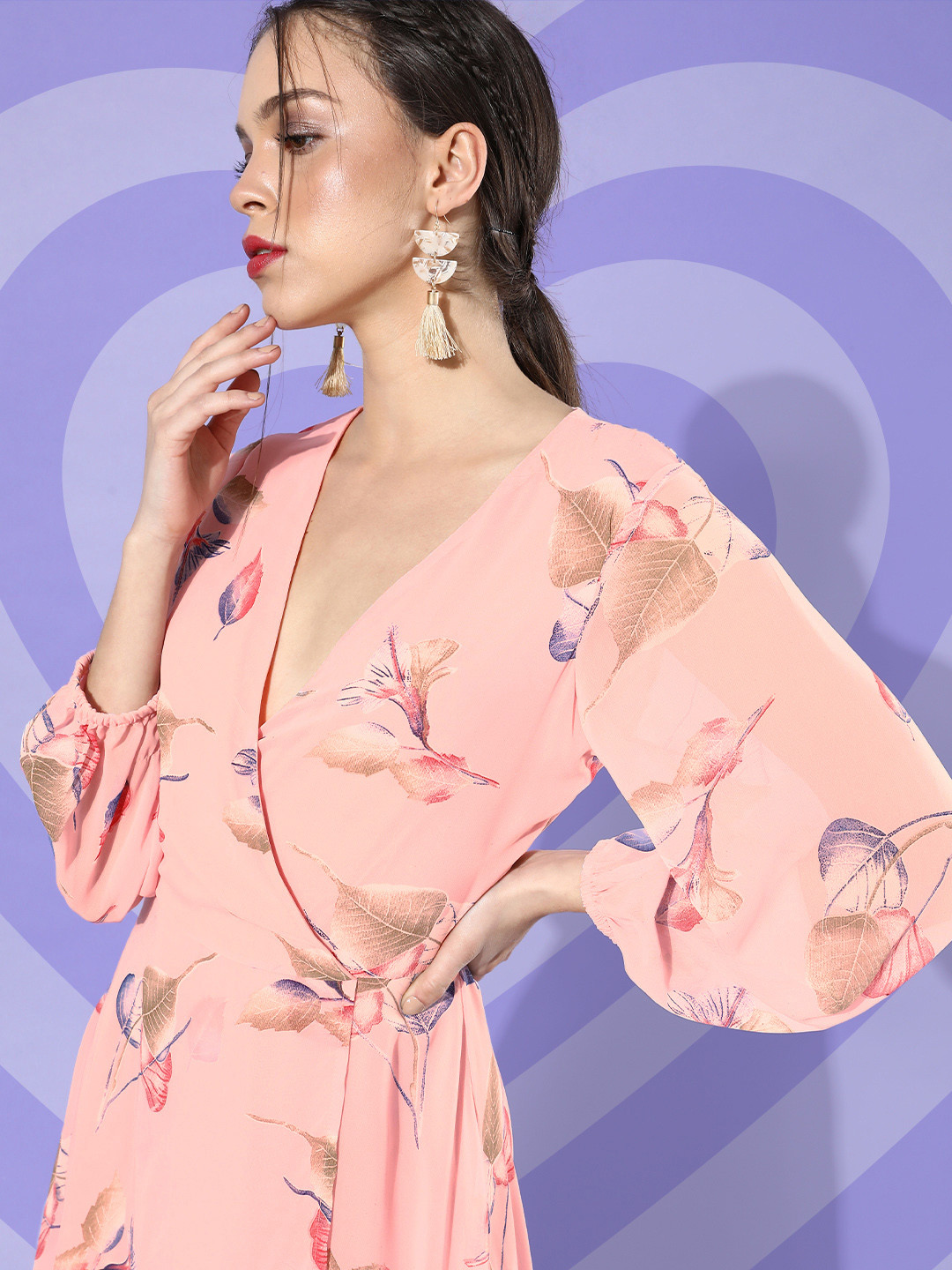 DODO & MOA Pink Floral Ruffled Dress