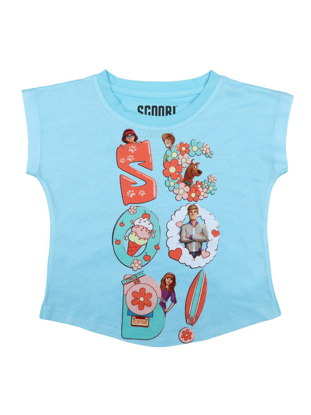 Scooby Doo by Wear Your Mind Turquoise Blue Scooby Doo Print Extended Sleeves Top