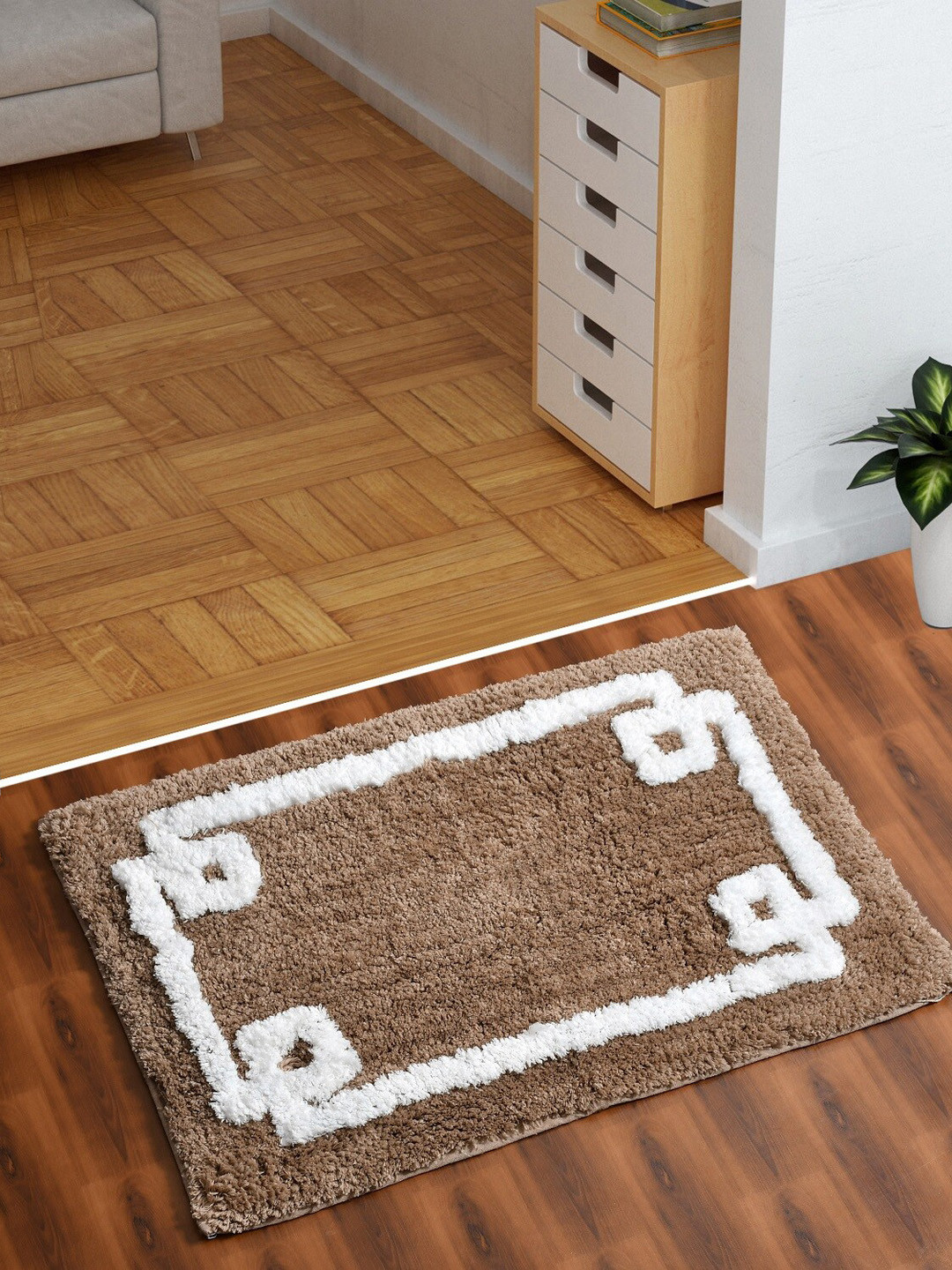 AEROHAVEN Coffee Brown Abstract 1850GSM Microfiber Bath Rug