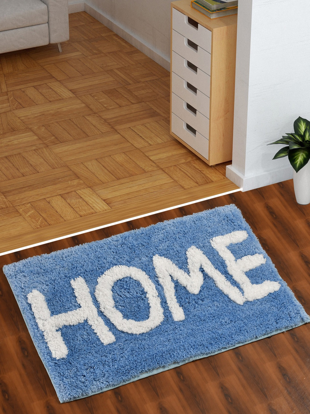 AEROHAVEN Turquoise Blue & White Home Design 1850 GSM Anti-Skid Microfiber Bath Mat